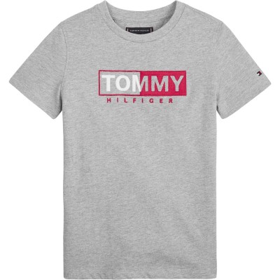 тениска,детски,3/4,панталони,tommy,hilfiger,embroidered,logo,t,shirt,light,grey
