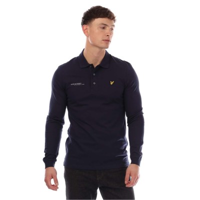 блуза,с,яка,облекла,на,разпродажба,lyle,and,scott,co,ordinate,print,long,sleeve,polo,shirt,navy