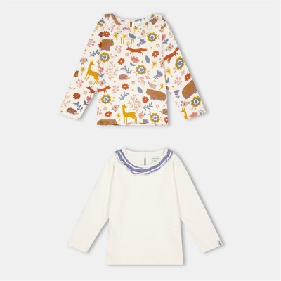 детски,тениски,детски,облекла,lilly,and,sid,&,sid,multicoloured,animal,forest,print,and,plain,top,2,pack,ecru