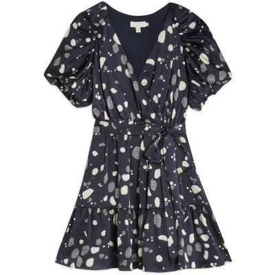 рокля,дамски,поли,и,рокли,ted,baker,steviee,puff,sleeve,faux,wrap,dress,navy