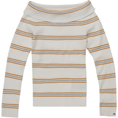 блуза,дамски,плетени,дрехи,tommy,jeans,tommy,jeans,off,shoulder,rib,sweater,white