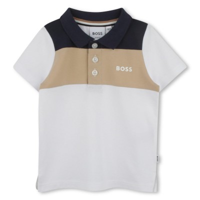 блуза,с,яка,boss,kids,colour,block,short,sleeve,polo,shirt,white,10p