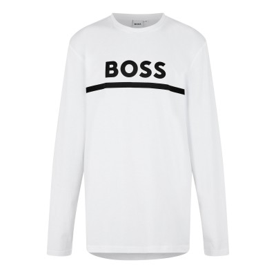 тениска,детски,тениски,boss,kids,long,sleeve,t,shirt,large,logo,design,white,10p