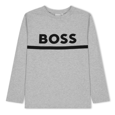 тениска,детски,тениски,boss,kids,long,sleeve,t,shirt,large,logo,design,grey,a32