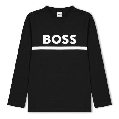 тениска,детски,тениски,boss,kids,long,sleeve,t,shirt,large,logo,design,black,09b