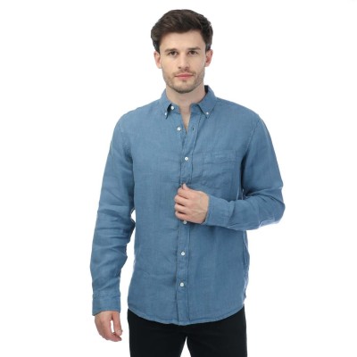 gant,regular,fit,garment,dyed,linen,shirt,blue