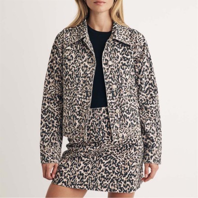 яке,дамски,якета,и,палта,nobodys,child,frankie,leopard,print,denim,jacket,brown