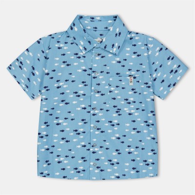 детски,ризи,детски,3/4,панталони,lilly,and,sid,kids',fish,print,short,sleeve,patterned,shirt,blue
