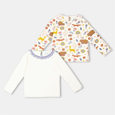 детски,тениски,детски,облекла,lilly,and,sid,&,sid,multicoloured,animal,forest,print,and,plain,top,2,pack,ecru