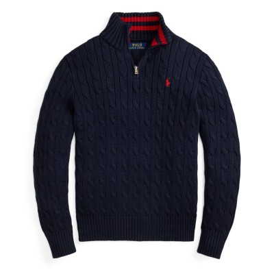 пуловер,polo,ralph,lauren,kids,cable,quarter,zip,crew,neck,jumper,newport,navy