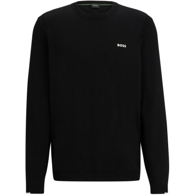 пуловер,мъжки,пуловери,boss,men's,ever,x,cotton,logo,crewneck,jumper,black,001