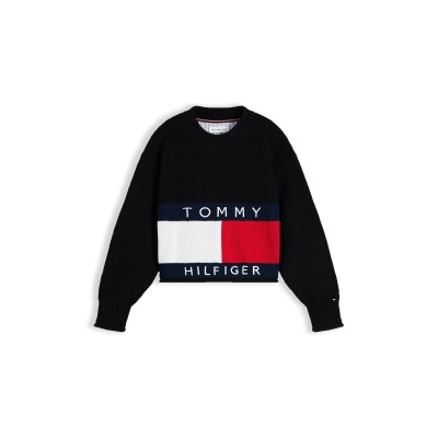 пуловер,tommy,hilfiger,kids,crew,neck,jumper,black,bds