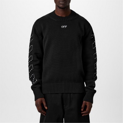 блуза,облекла,на,разпродажба,мъжки,пуловери,off,white,stitch,arrow,knit,sweater,black,white