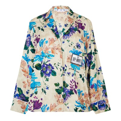 пижама,дамски,ризи,off,white,floral,pyjama,shirt,sand,multi