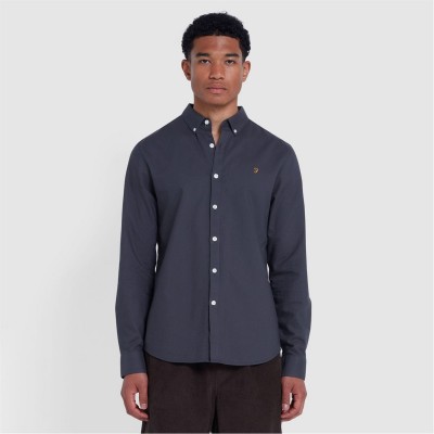облекла,на,разпродажба,farah,brewer,slim,fit,shirt,charcoal