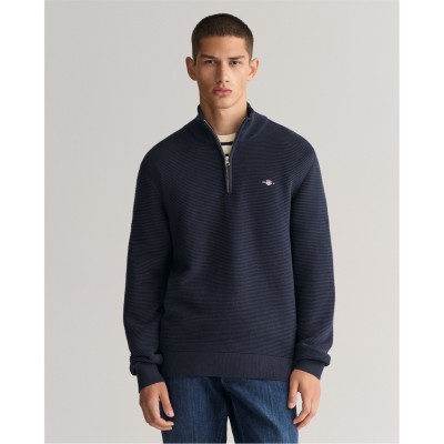 мъжки,пуловери,gant,textured,cotton,h,zip,evening,blue,evening,blue