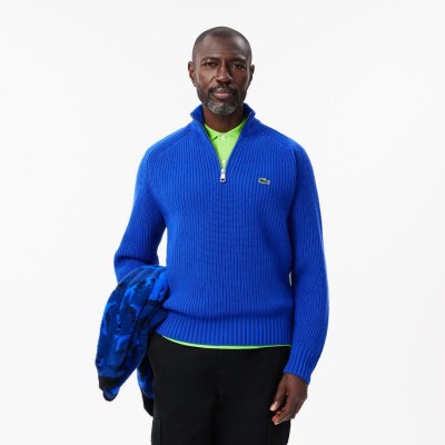 блуза,мъжки,горнища,с,качулка,мъжки,ежедневни,облекла,lacoste,zipped,high,neck,carded,wool,sweater,blue