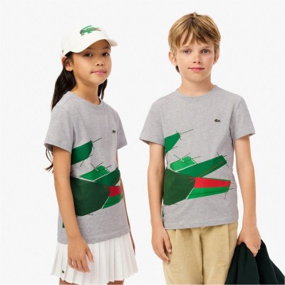тениска,детски,3/4,панталони,lacoste,crocodile,graphic,cotton,t,shirt,grey