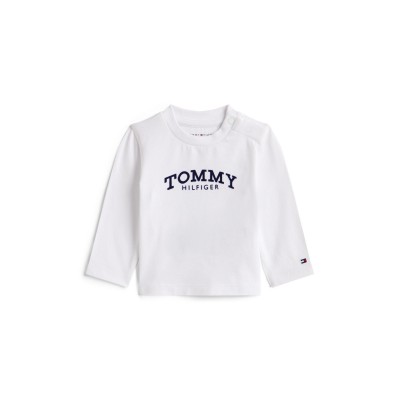 детска,тениска,tommy,hilfiger,unisex,kids,mono,long,sleeve,t,shirt,white,ybr