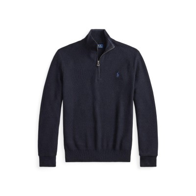пуловер,мъжки,пуловери,polo,ralph,lauren,quarter,zip,jumper,navy,hthr