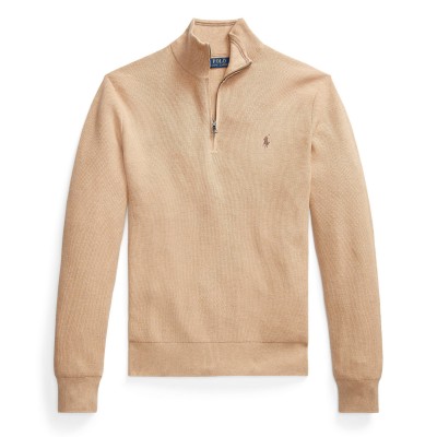 пуловер,мъжки,пуловери,polo,ralph,lauren,quarter,zip,jumper,camel,melange