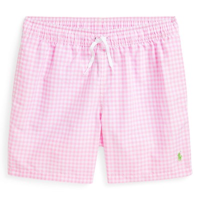 юношески,къси,панталони,polo,ralph,lauren,gingham,swim,shorts,juniors,carmel,pink