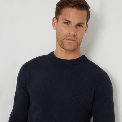 пуловер,облекла,на,разпродажба,мъжки,пуловери,threadbare,textured,knit,crew,neck,jumper,navy