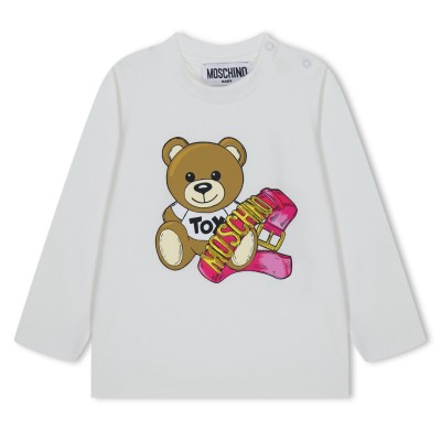 тениска,детски,облекла,moschino,kids',teddy,bear,logo,long,sleeve,t,shirt,white,10063