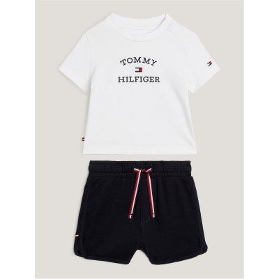 детски,екип,детски,облекла,tommy,hilfiger,logo,t,shirt,and,shorts,set,infants,white