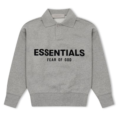 детска,блуза,с,яка,fear,of,god,essentials,unisex,kids,long,sleeve,polo,shirt,dark,oatmeal