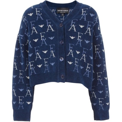 юношеска,жилетка,детски,облекла,emporio,armani,logo,knit,cardigan,juniors,blu,oceano