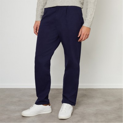 панталони,тип,чино,мъжки,панталони,тип,чино,threadbare,cotton,straight,leg,pleated,chino,trousers,with,st,navy