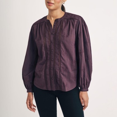 nobodys,child,fern,floral,embroidered,blouse,brown