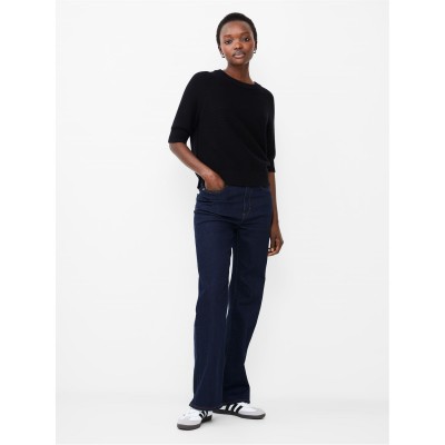 пуловер,дамски,плетени,дрехи,french,connection,lily,mozart,striped,short,sleeve,jumper,01,blackout