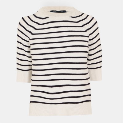 пуловер,дамски,плетени,дрехи,french,connection,lily,mozart,striped,short,sleeve,jumper,40,wht,utility