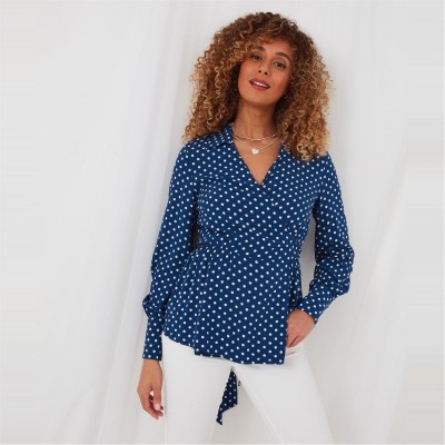 дамски,ризи,дамски,облекла,размер,joe,browns,sophisticated,spot,print,top,blue