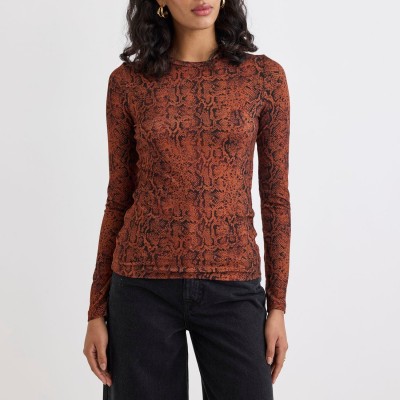фланелка,с,дълъг,ръкав,дамски,топове,nobodys,child,spencer,animal,print,long,sleeve,top,multi,colour
