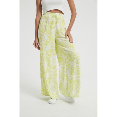 панталони,be,you,beach,trousers,floral,lime