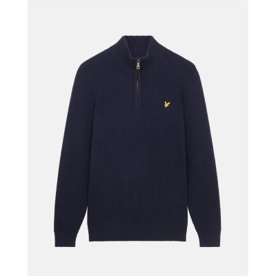 пуловер,мъжки,пуловери,lyle,and,scott,ribbed,quarter,zip,jumper,dark,navy