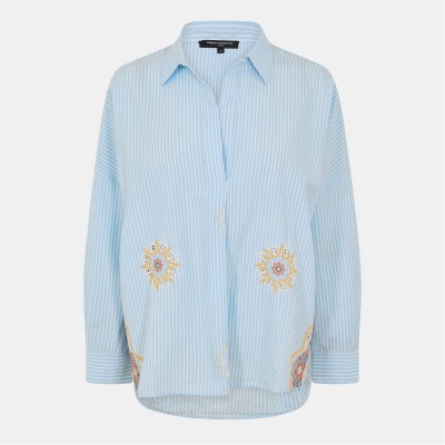 дамски,ризи,french,connection,rhodes,shirt,linen,blue