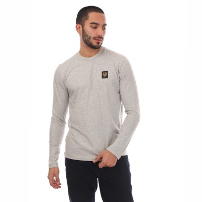 тениска,мъжки,тениски,belstaff,cotton,jersey,long,sleeved,t,shirt,silver