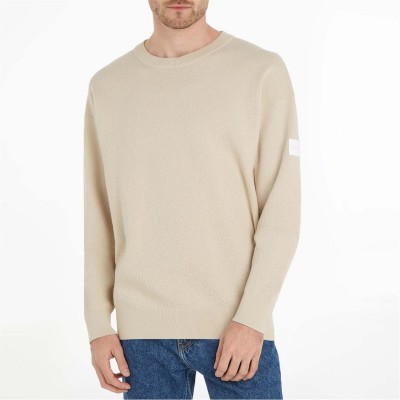 блуза,облекла,на,разпродажба,разпродажба,calvin,klein,мъжки,блузи,calvin,klein,natural,structure,crewneck,sweater,beige