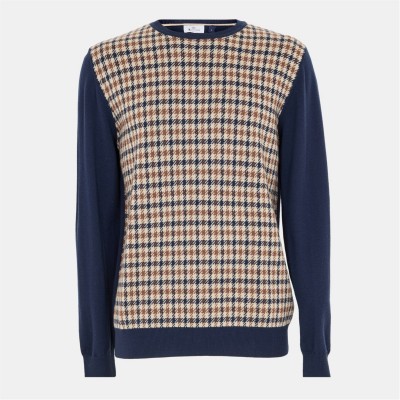пуловер,мъжки,пуловери,aquascutum,men's,knitted,crew,neck,jumper,check