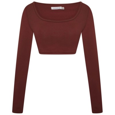 къса,блуза,дамски,топове,honeyz,crop,top,ld99,brown