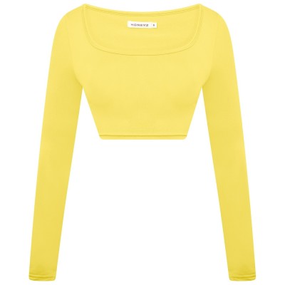 къса,блуза,дамски,топове,honeyz,crop,top,ld99,yellow