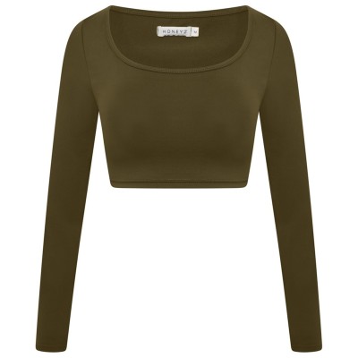 къса,блуза,дамски,топове,honeyz,crop,top,ld99,khaki