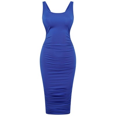 рокля,дамски,поли,и,рокли,дамски,облекла,размер,honeyz,ruched,dress,ld99,blue