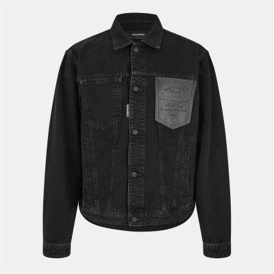 яке,мъжки,якета,dsquared2,men's,logo,patch,denim,jacket,black