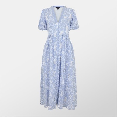 рокля,дамски,поли,и,рокли,nobodys,child,stripe,floral,embroidered,starlight,midi,dress,blue