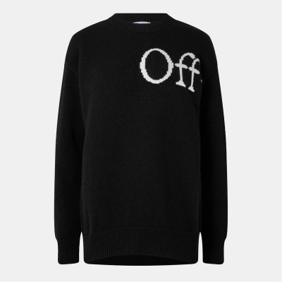 пуловер,дамски,плетени,дрехи,off,white,women's,logo,crew,neck,jumper,black